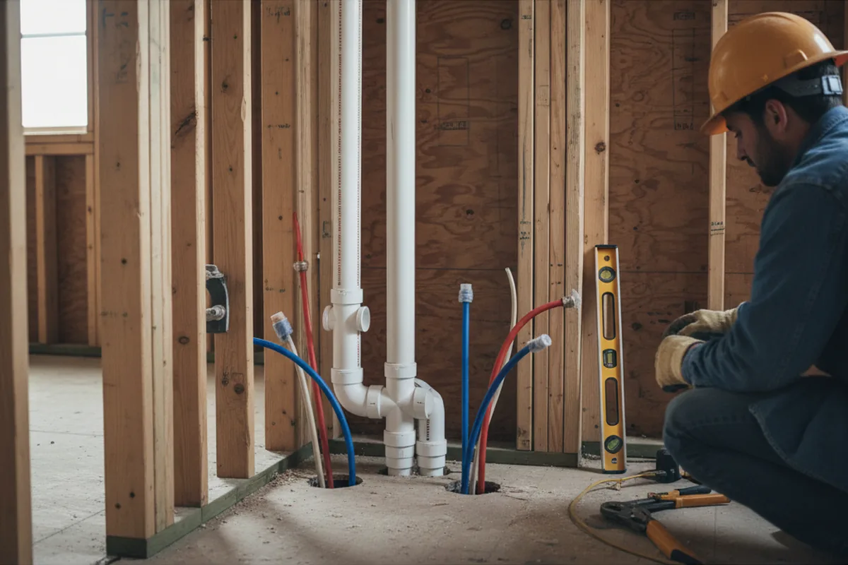 Drain and supply rough-in during Drain Cleaning in Garrison
